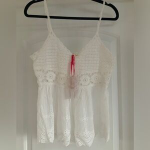 Pinky White Lace Spaghetti Strap Top